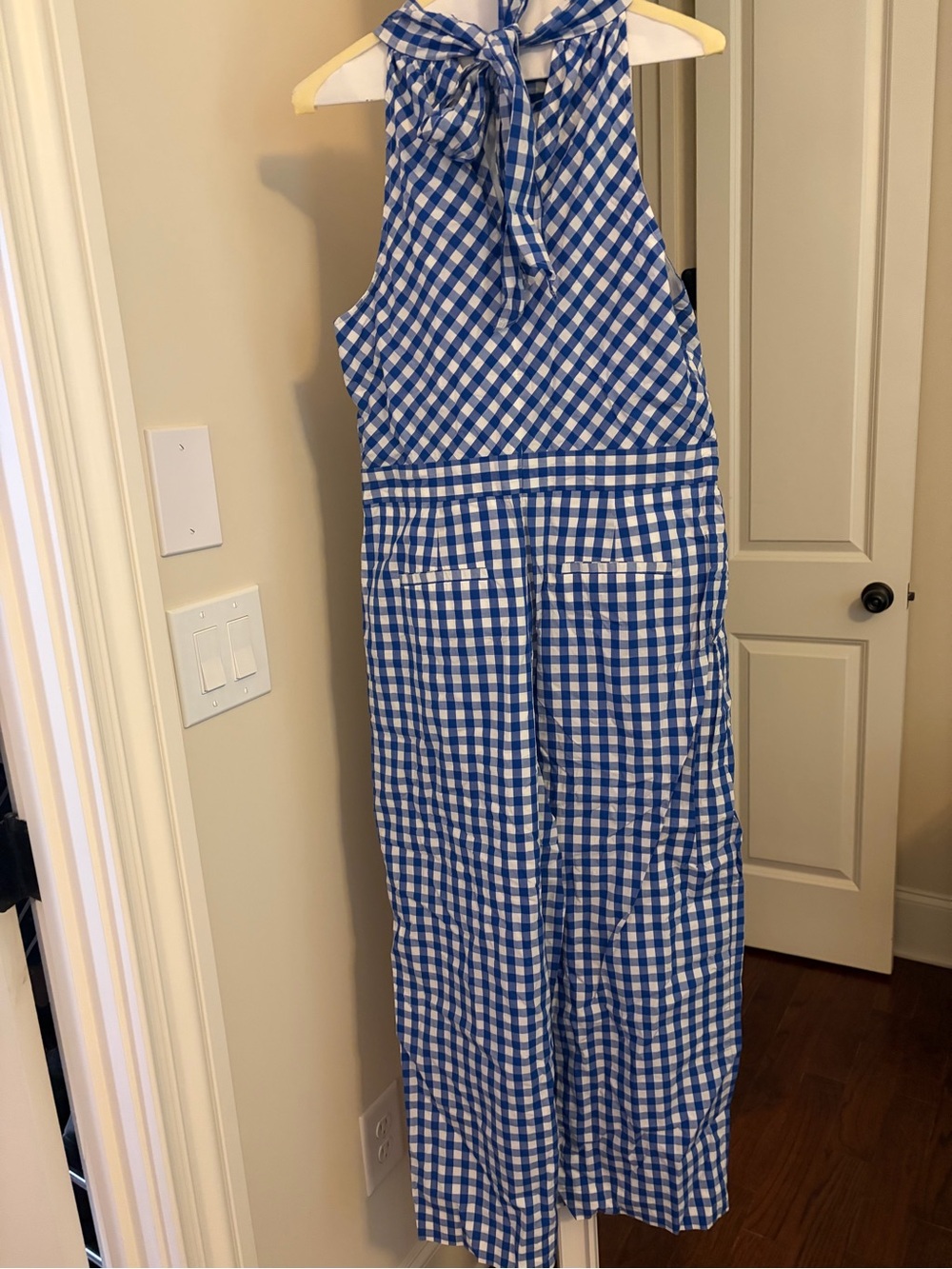 J. Crew Blue and White Gingham Halter Jumpsuit - Picture 6 of 8
